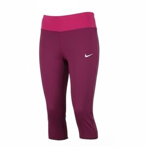 *New Nike Womens Dri-Fit Power Tight Running Legging Maroon Color Block Womens L